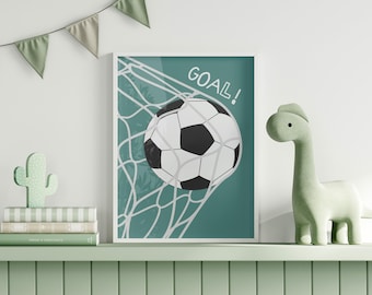Football Goal Print, Boys Bedroom Wall Art, Gift for Goalie, Football Fan, Soccer Poster, Playroom Poster, Kids Football Art, Sporty Kid Art