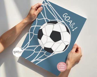Goal Poster, Boys Football Decor, Sports Themed Print, Blue Sports Poster, Kids Football Wall Art, Soccer Goal Print, Kids Bedroom Print