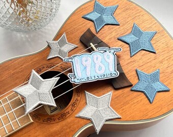 1989 Blue Stars Iron On Patch, Versión de Taylor Silver Stars Coser en parches, Eras Tour Parches para regalos Swiftie