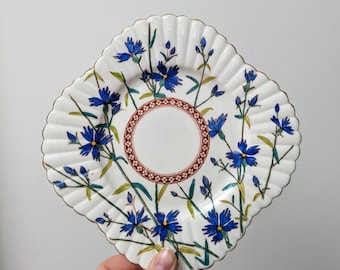 Antique Shelley Wileman Fluted Side Plate 1884-1895 Blue Cornflower Design