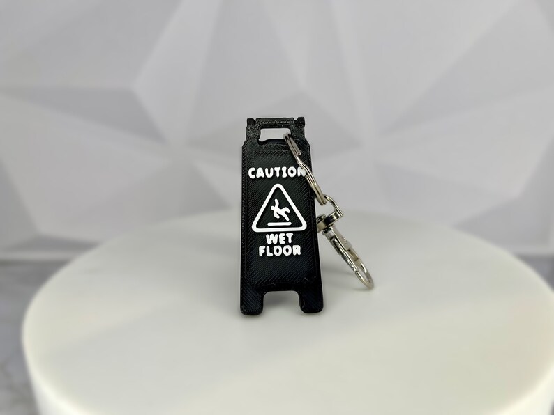 Mini Caution Sign Key Chain Wet Floor Keychain Gag Gift Cute Gift Etsy