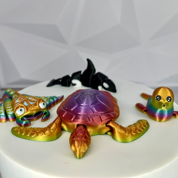 Mystery Sea creature 4 pack | 3D printed cuties | Fidget Toys | Desk Pets |