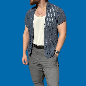 Kasper Mesh Shirt | Crochet Pattern Mens shirt | Summer Beach | Beginner-Friendly | Easy Step-by-Step Pattern | Made to Measure|PDF Download