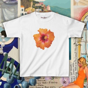 Hibiscus Baby Tee, Summer Baby Tee, Trendy Floral Baby Tee, Exotic Flower Tee, Graphic Baby Tee, Tropical Baby Tee
