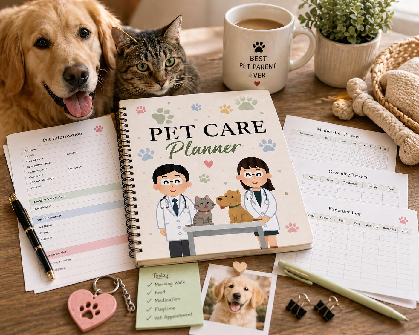Pet Care Planner Printable PDF | Dog & Cat Health Tracker | Vet Records ...
