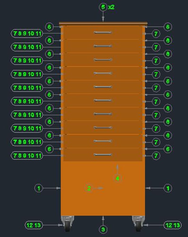 Tool Rack Writen Chart.pdf 10-drawer Tool Cabinet Plans | DIY Hardware Organizer (PDF) - Etsy