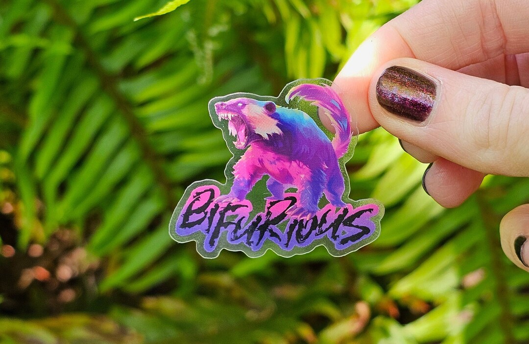 Bifurious Bi Pride Badger Sticker - Bold Bisexual Pride Vinyl Decal - Etsy