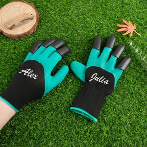 Laser Engraved Leather Gardening Gloves with Claws for Digging | Custom Text or Logo