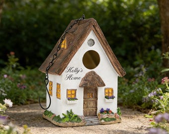 Personalized Garden Birdhouse, Custom Name Text, Garden Or Home Décor, Outdoor Decoration