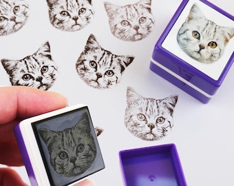 Anpassad stämpel för husdjur med självbläckning, stämpel med katt- och hundporträtt, anpassad stämpel för husdjursporträtt, personliga djurstämplar, presenter till husdjursälskare