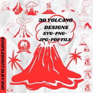 Volcano SVG Bundle: Pink & Black Volcano Designs (Digital Download)