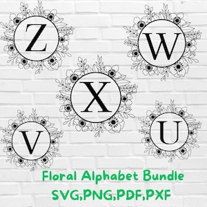 Floral Alphabet SVG: Monogram Letter Wreath (Digital Download)