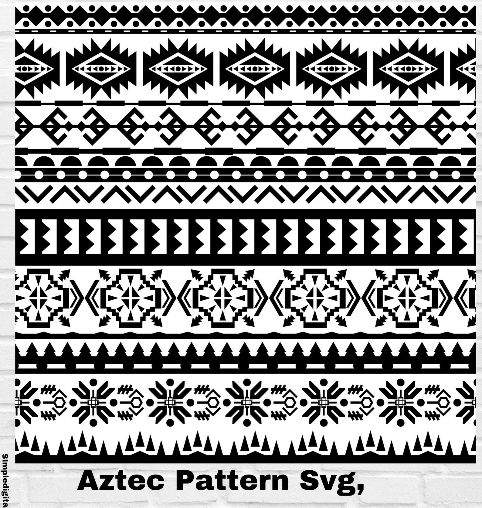 Aztec Pattern SVG: Black & White Seamless Design (digital Download ...