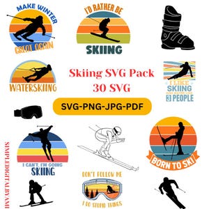 Skiing SVG 30 Pack-Winter Sports Bundle Svg, Winter Svg Bundle, skiing Svg, ski helmet Svg, ski goggles Svg, ski boots Svg, ski files .