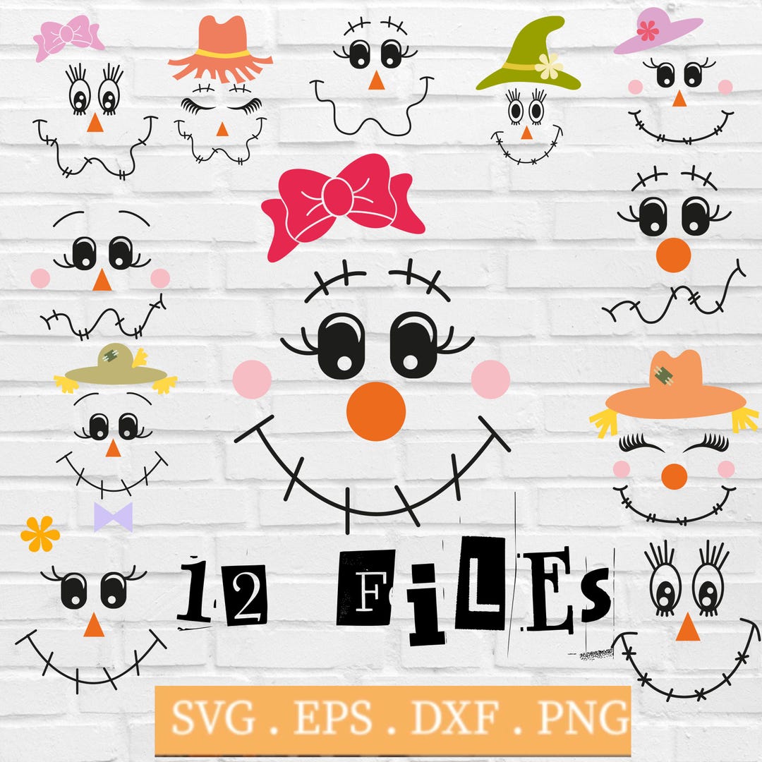 Cute Scarecrow Faces Svg Colorfull Scarecrow Halloween Svg Fall Svg Il 1080xN.6229702408 2s7u