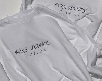Bride Embroidered Sweatshirt | Personalized Mrs. Last Name | Bachelorette Gift | Bridal Shower Crewneck