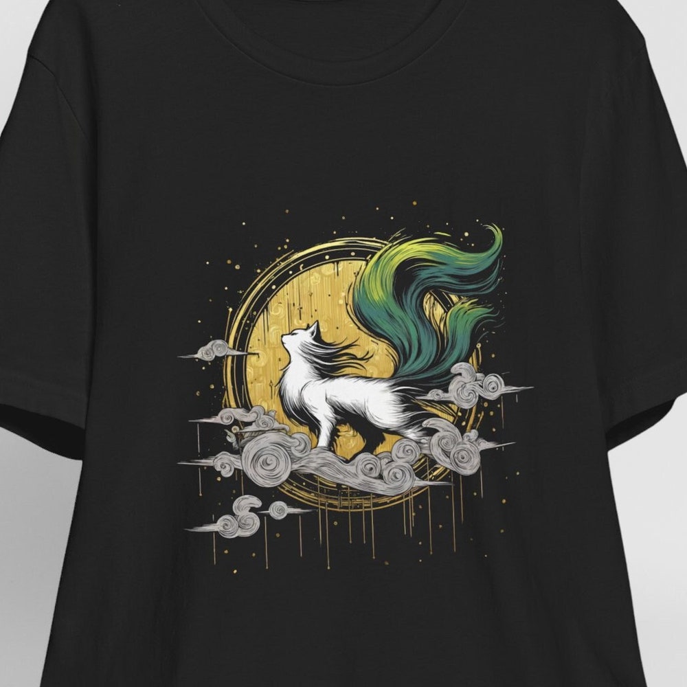 Mystical Fox Moon T-Shirt | Studio Ghibli Dream Japanese Illustrator Apparel Anime Lovers Shirt Minimalistic Harajuku Top Streetwear Tee Tztshirt 2025 Topic