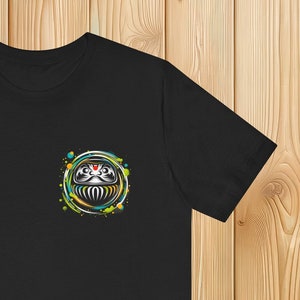 Vibrant Daruma Doll T-Shirt | Bold Daruma Design Japanese Culture Tee Dynamic Colors Symbolic Art Harajuku Fashion Sumi-e Ink Painting Gift