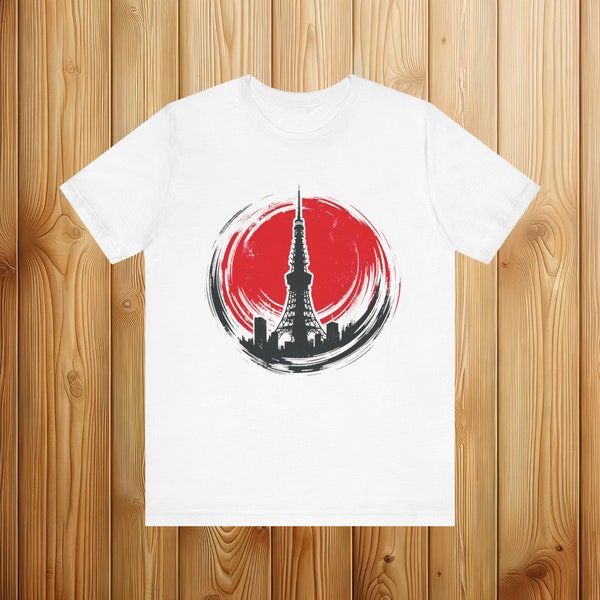 Tokyo Skyline Red Sun Tee | Japanese Flag Shirt Urban Explorer Spirit Apparel Top Minimalist Design Tokyo Kanji Gift Express Delivery