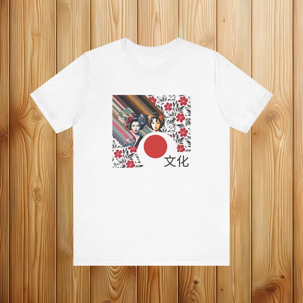 Geisha Cherry Blossom Tee | Traditional Geisha Shirt Bold Japan Flag Design Harajuku Fashion Japanese Streetwear Cyberpunk Apparel Express