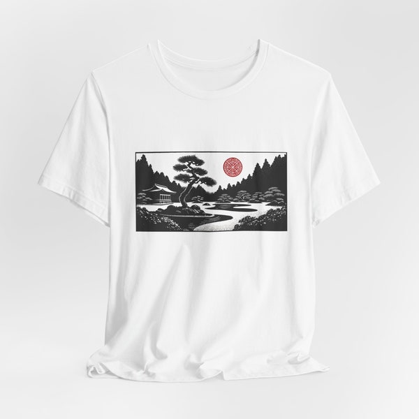 Ryoanji Temple Zen Garden T-Shirt | Zen Garden Kyoto Tee Japanese Garden Design Shirt Tranquil Zen Spirit Meditation Practitioner Apparel