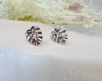 Sterling Silver Botanical Palm Stud Earrings