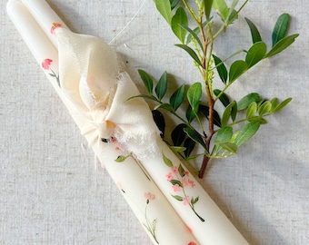 Wildflowers Handpainted Tapered Candles