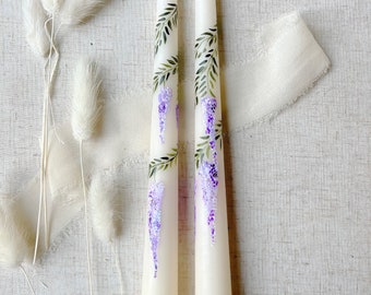 Wisteria Handpainted Tapered Candles