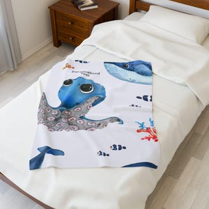 Personalisierte Unterwasser Samt Plüsch Decke gemütlichen Überwurf für Zuhause, Geschenk für Ihn, Kinderzimmer Dekor, weiche Decke, Geburtstagsgeschenk