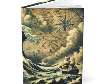 Diario vintage marinero, cuaderno náutico mate para escritores, viajeros, poetas, diario, cuaderno de bocetos, regalo para amantes del océano.