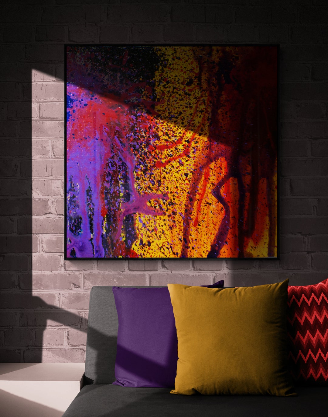 Striking & Vibrant Modern Art Statement! Edgy Abstract Wall Art Canvas ...