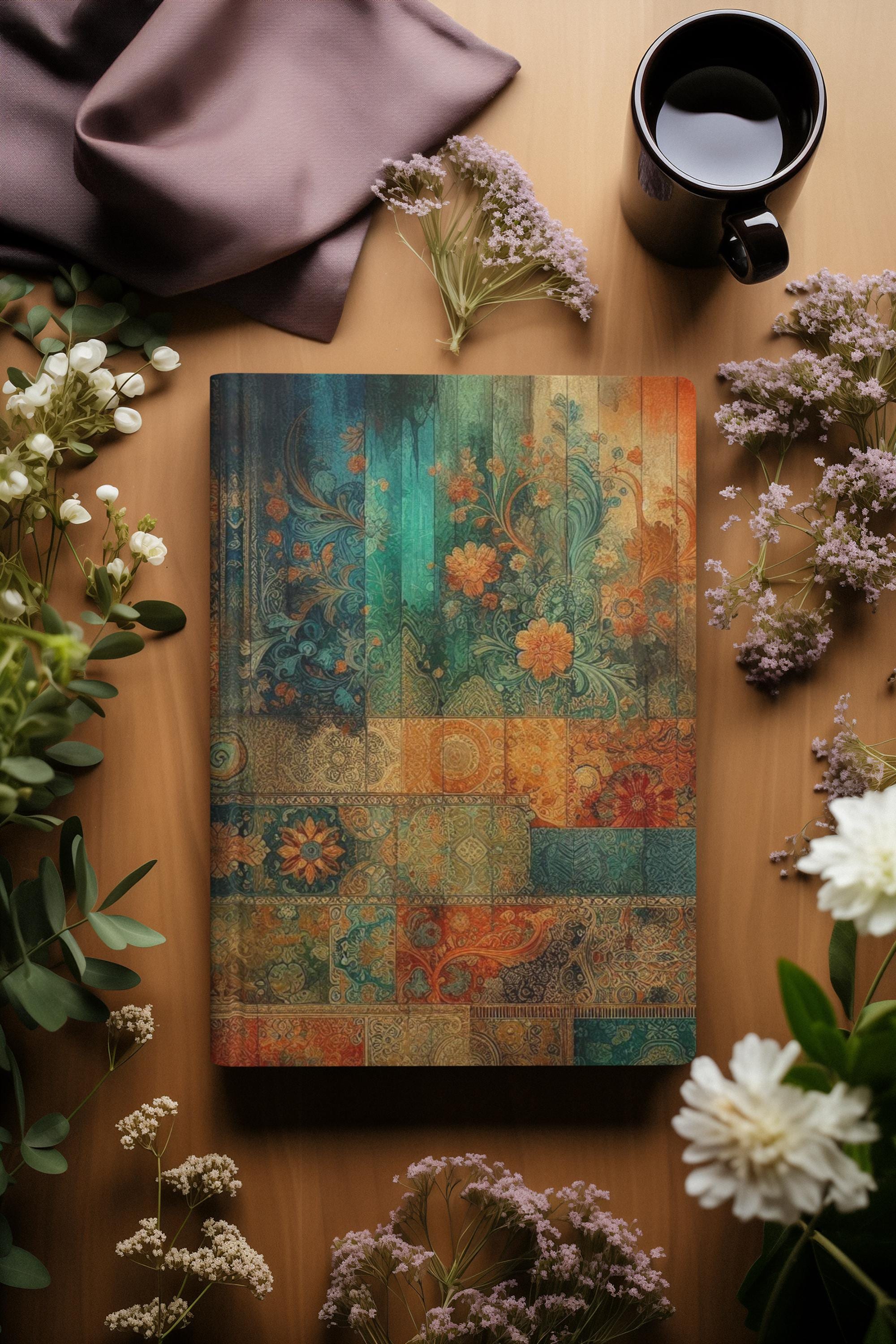 Boho Patchwork Journal, Colorful Personal Hardcover Notebook, Pretty ...