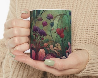 Vintage Style Floral Ceramic Mug