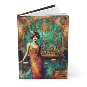 Speakeasy Glam Hardcover Journal - Vintage Art Notebook, Elegant Gift for Writers, 1920s Decor, Unique Diary for Poetry, Journal for Art