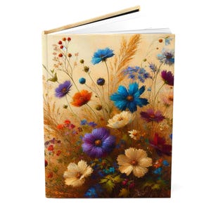 Wildflowers Vintage Notebook Writing Journal, Floral Diary, Colorful Planner, Boho Stationery Gift, Smooth Matte Finish