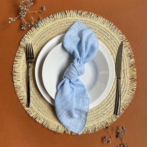 Set di tovaglioli in lino lavato blu, tovaglioli in tessuto naturale per la tavola, decorazioni rustiche per la tavola, regalo di nozze ecologico, tovaglie riutilizzabili
