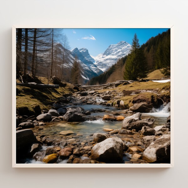 Swiss Alps with Brown Theme Print