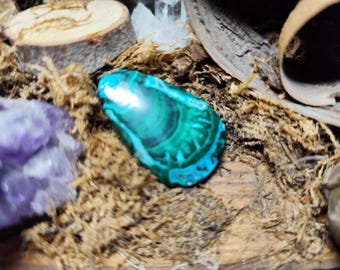 Malachite-chrysocolla, cabochon, 3.5 cm, Congo.
