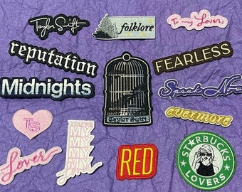 concert embroidered patches, sewing on appliques patch diy apparel, eras tour fans iron on patches