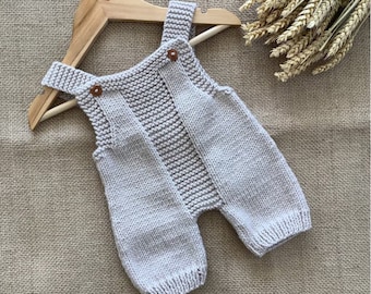Hand-knitted “Cozy” overalls
