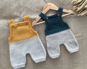 Hand-knitted “Dandilion” overalls