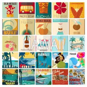 HAWAII Posters Carte postale vierge au dos, idéale pour un livre d'or de mariage. ~ Vendu par lot de 25 ~ Imprimé par carte postale chérie.