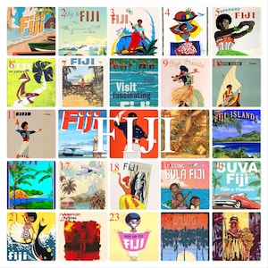 Fidji Posters Carte postale vierge au dos, idéale pour un livre d'or de mariage. ~ Vendu par lot de 25 ~ Imprimé par carte postale chérie.