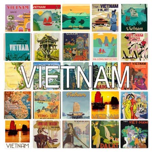 Vetnam Posters Carte postale vierge au dos, idéale pour un livre d'or de mariage. ~ Vendu par lot de 25 ~ Imprimé par carte postale chérie.