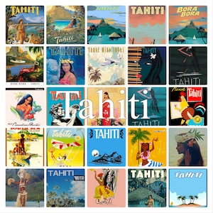Carte postale Tahiti Posters vierge au dos, idéale pour un livre d'or de mariage. ~ Vendu par lot de 25 ~ Imprimé par carte postale chérie.