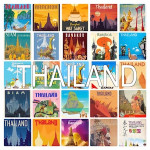 Thailand Poster Postkarte leer auf der Rückseite, ideal für Hochzeitsgästebuch. ~ Verkauft in Packungen mit 25 ~ Gedruckt von Cherished Postkarte.