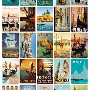 Poster di Venezia con cartolina vuota sul retro, ideale per il libro degli ospiti di nozze. ~ Venduto in confezioni da 25 ~ Stampato da Cherished Postcard.
