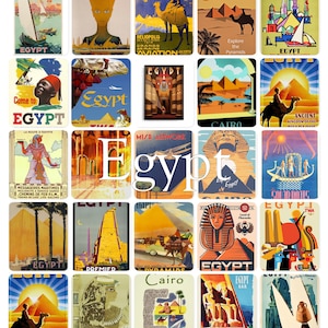 Postal con carteles de Egipto en blanco en el reverso, ideal para libro de visitas de bodas. ~ Se vende en paquetes de 25 ~ Impreso por Cherished Postcard.
