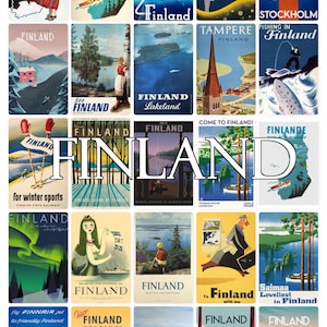 Finlande Posters Carte postale vierge au dos, idéale pour un livre d'or de mariage. ~ Vendu par lot de 25 ~ Imprimé par carte postale chérie.