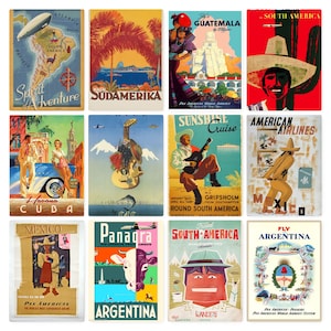 Postal con carteles de México en blanco en el reverso, ideal para libro de visitas de bodas. ~ Se vende en paquetes de 25 ~ Impreso por Cherished Postcard.